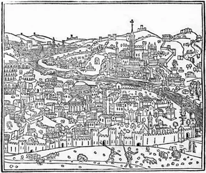 1490年に発行された「Supplementum chronicarum」版からのローマの眺め